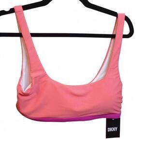 DKNY WOMENS SQUARE-NECKLINE COLORB PUNCH PINK XL